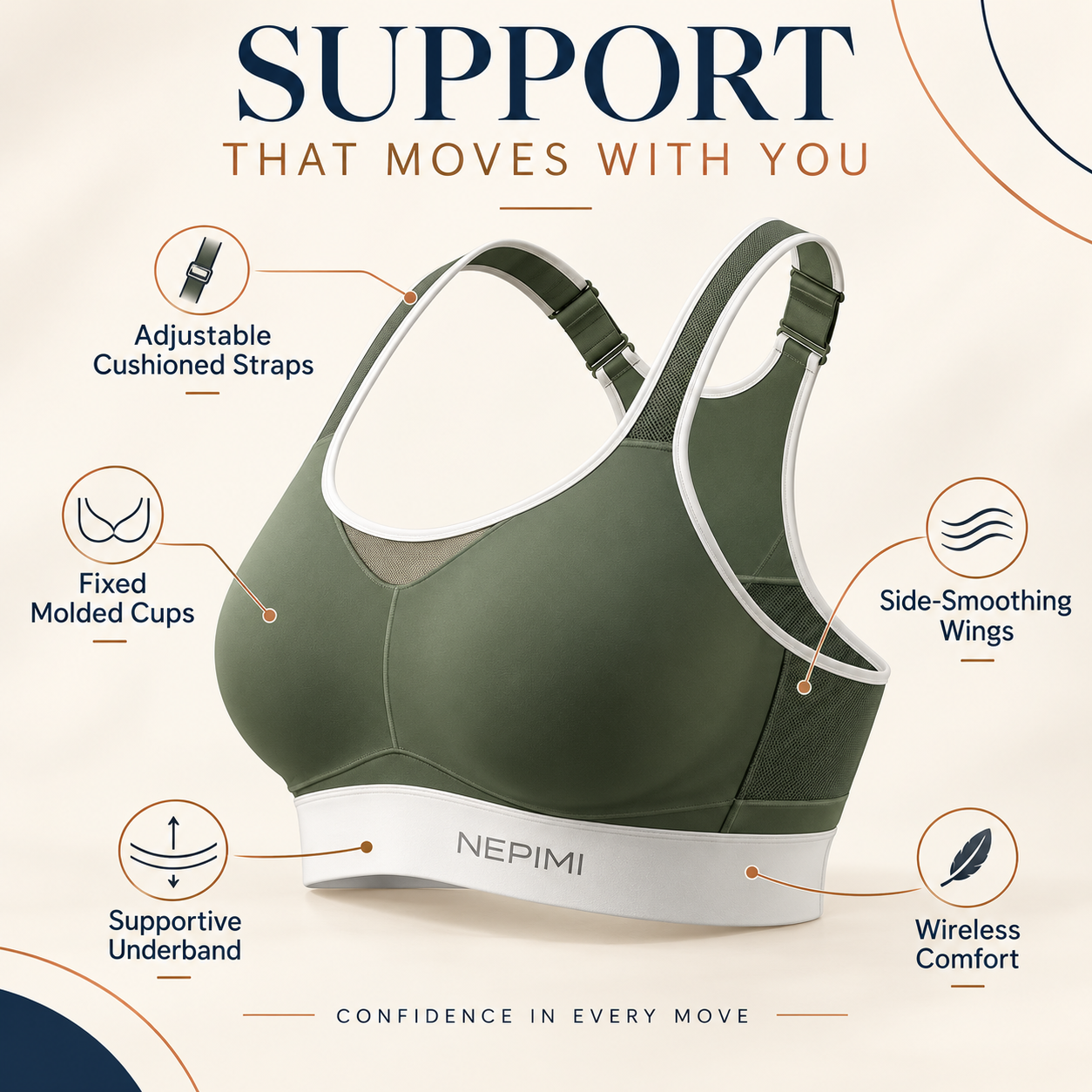 NEPIMI FlexLift High-Impact Sports Bra