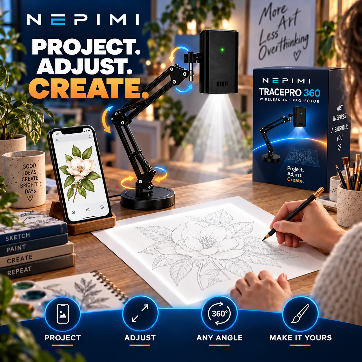 Nepimi TracePro 360° Wireless Art Projector