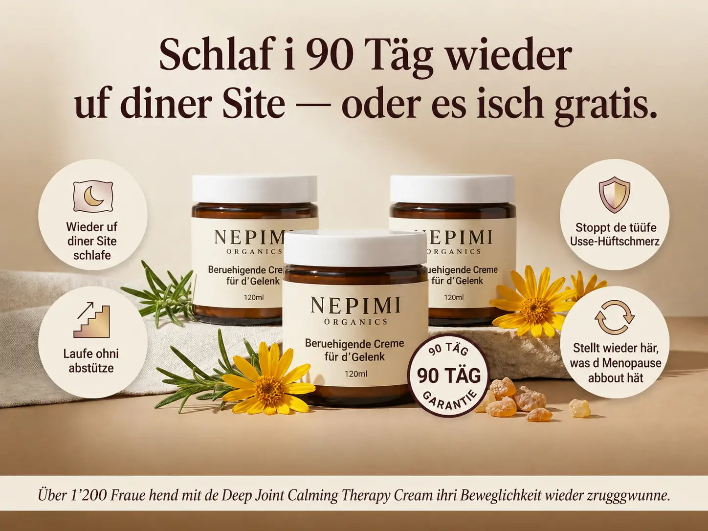 Nepimi | Tiefenwirksame Beruhigungscreme für Gelenke (Swiss German)