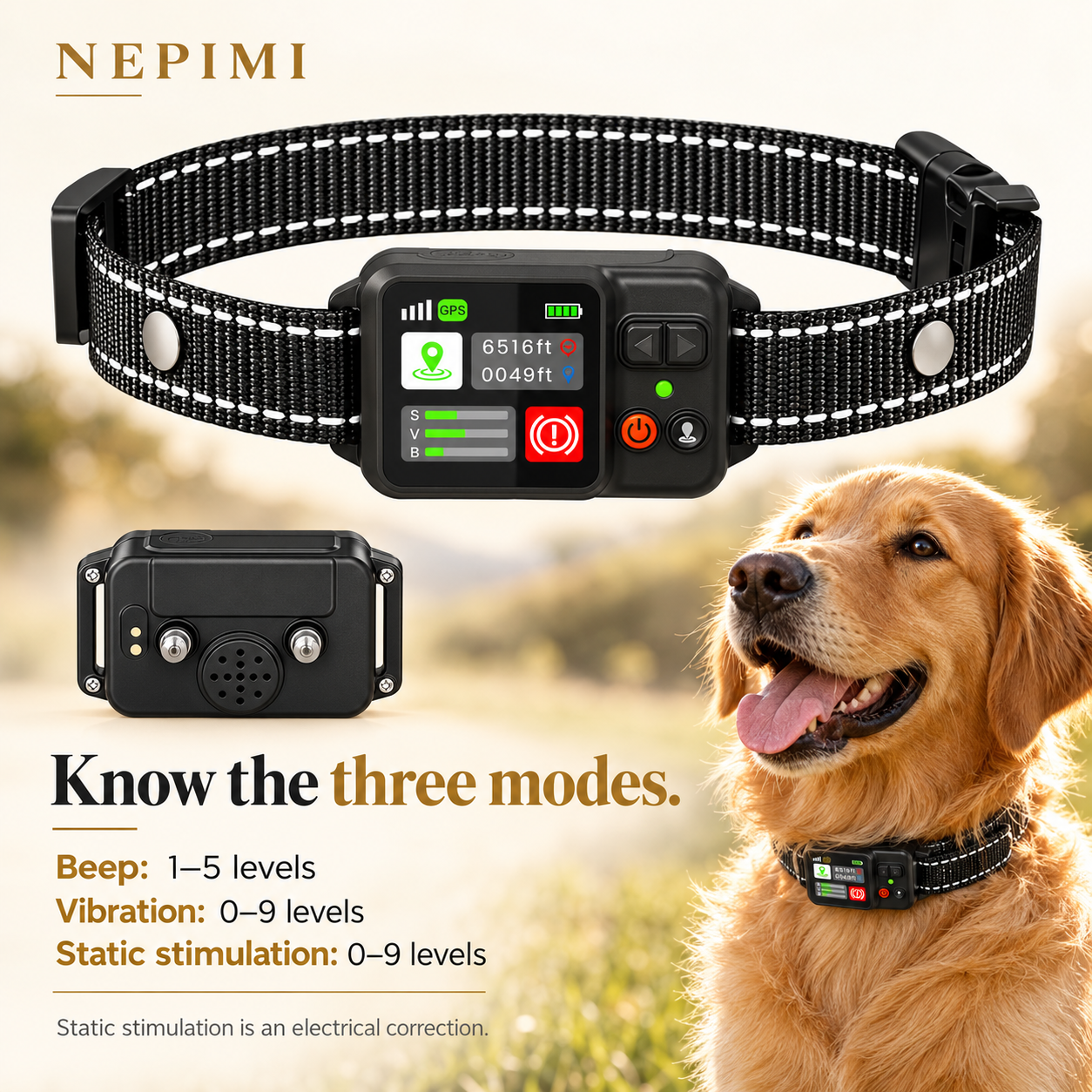NEPIMI GPS Wireless Dog Fence Collar