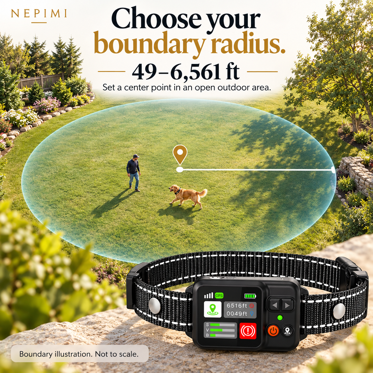 NEPIMI GPS Wireless Dog Fence Collar
