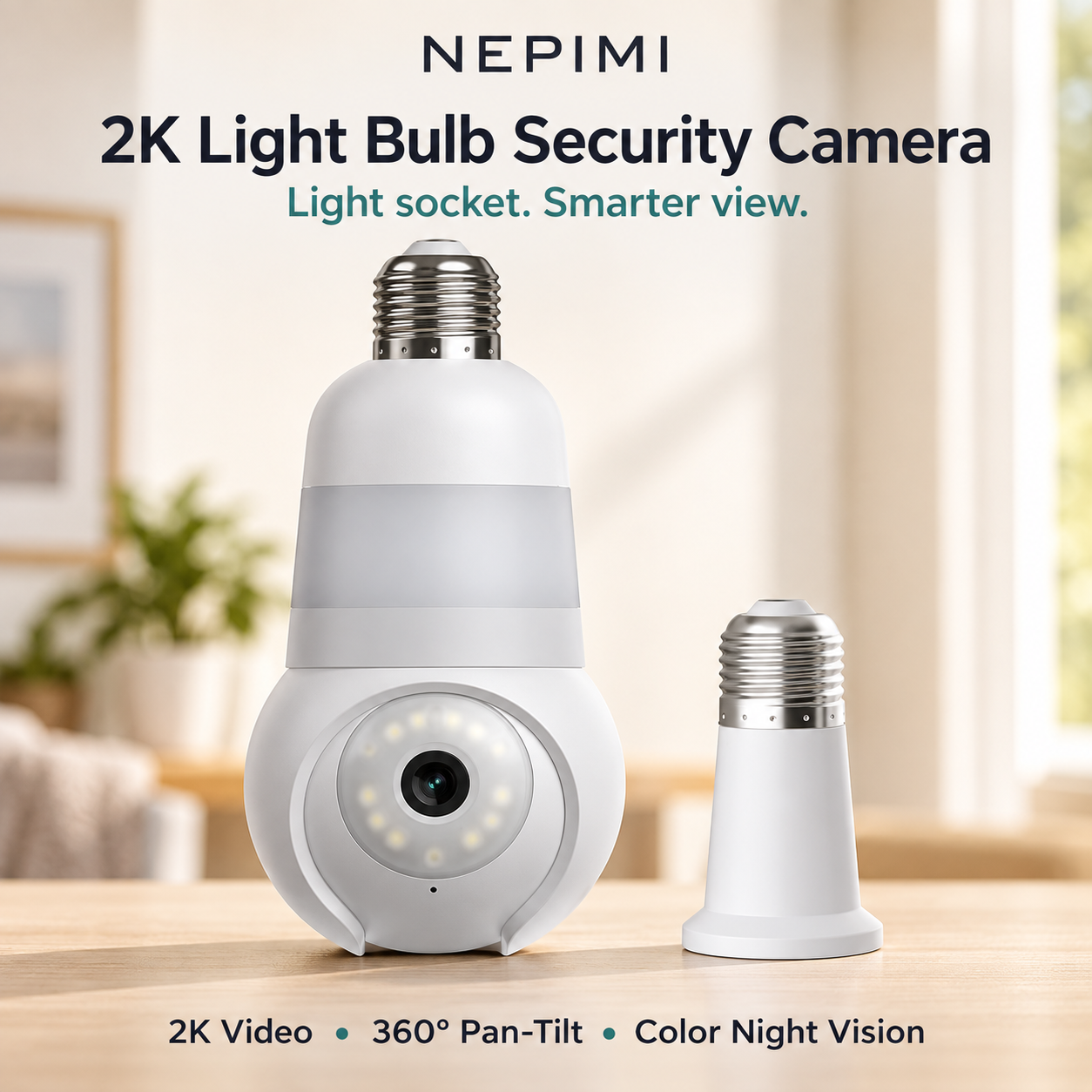 NEPIMI 2K Light Bulb Security Camera